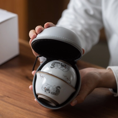 Travel Tea Set Outdoor Ceramic Teapot Teacup Gift Souvenir 10 02