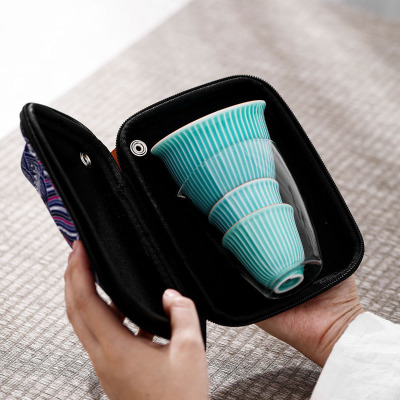 Travel Tea Set Outdoor Ceramic Teapot Teacup Gift Souvenir 11 02