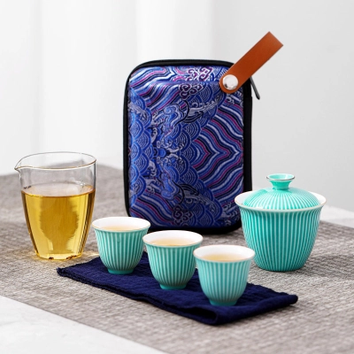 Travel Tea Set Outdoor Ceramic Teapot Teacup Gift Souvenir 11 01