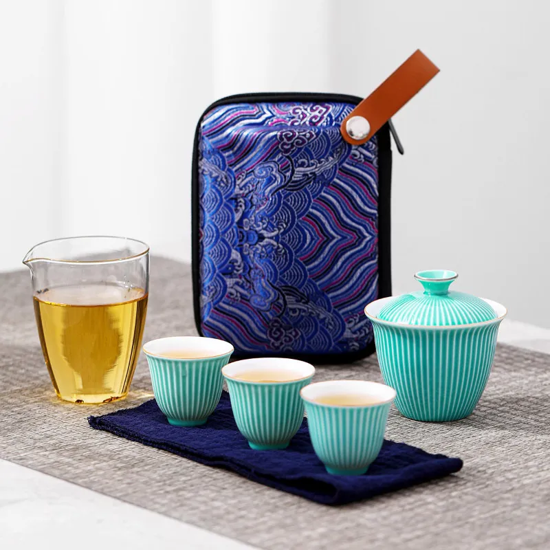 Travel Tea Set Outdoor Ceramic Teapot Teacup Gift Souvenir 11