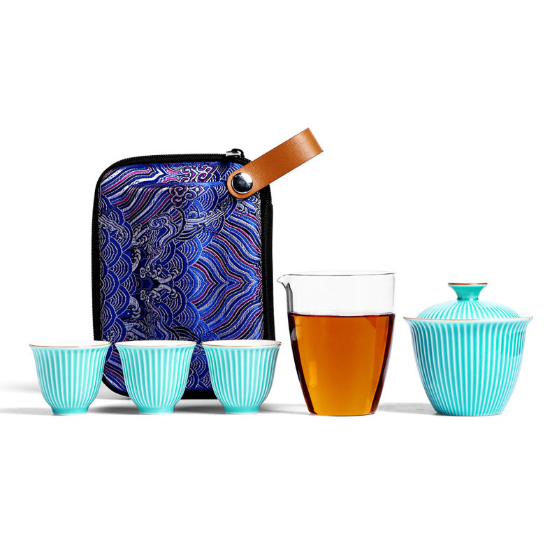 Travel Tea Set Outdoor Ceramic Teapot Teacup Gift Souvenir 11