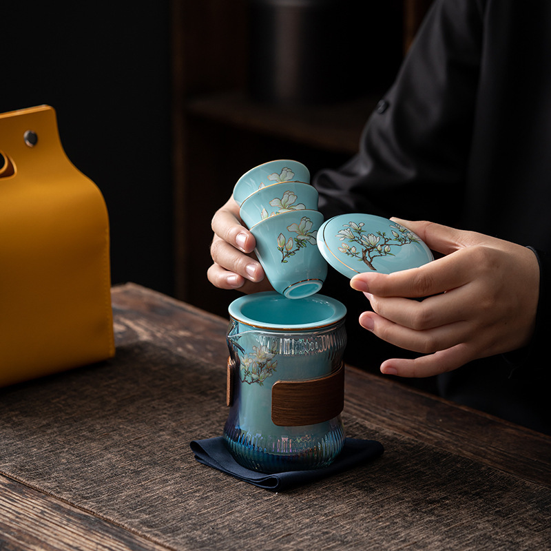 Travel Tea Set Outdoor Ceramic Teapot Teacup Gift Souvenir 14