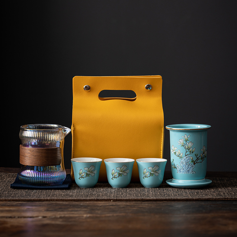 Travel Tea Set Outdoor Ceramic Teapot Teacup Gift Souvenir 14