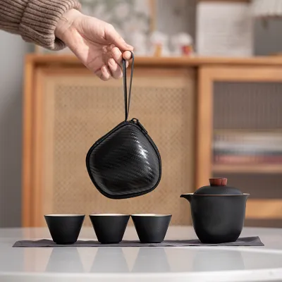 Travel Tea Set Outdoor Ceramic Teapot Teacup Gift Souvenir 15 01