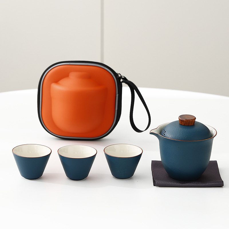 Travel Tea Set Outdoor Ceramic Teapot Teacup Gift Souvenir 15