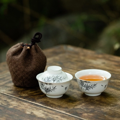 Travel Tea Set Outdoor Ceramic Teapot Teacup Gift Souvenir 16 01