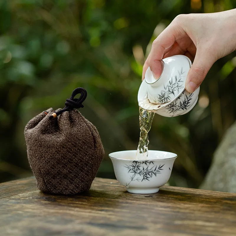 Travel Tea Set Outdoor Ceramic Teapot Teacup Gift Souvenir 16