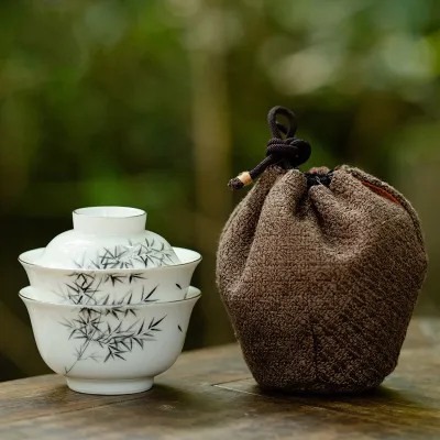 Travel Tea Set Outdoor Ceramic Teapot Teacup Gift Souvenir 16 02
