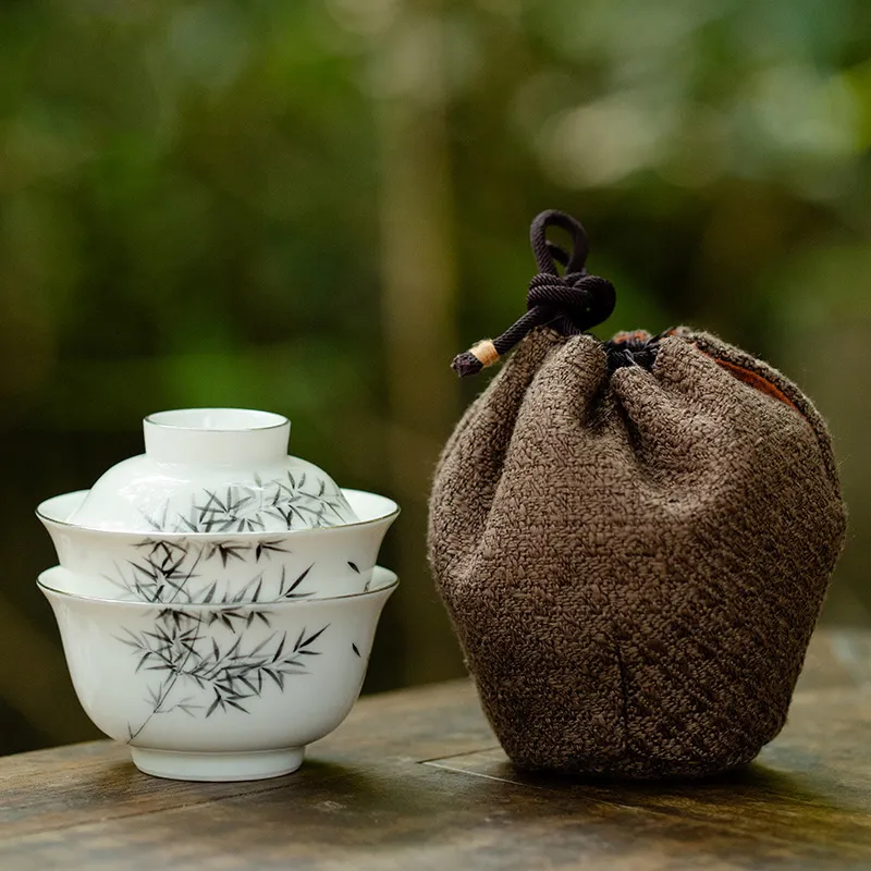 Travel Tea Set Outdoor Ceramic Teapot Teacup Gift Souvenir 16