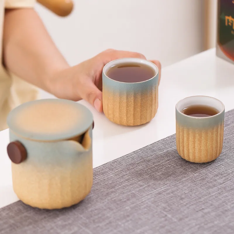 Travel Tea Set Outdoor Ceramic Teapot Teacup Gift Souvenir 18