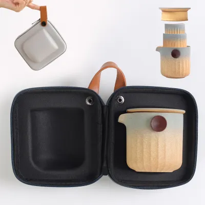 Travel Tea Set Outdoor Ceramic Teapot Teacup Gift Souvenir 18 01