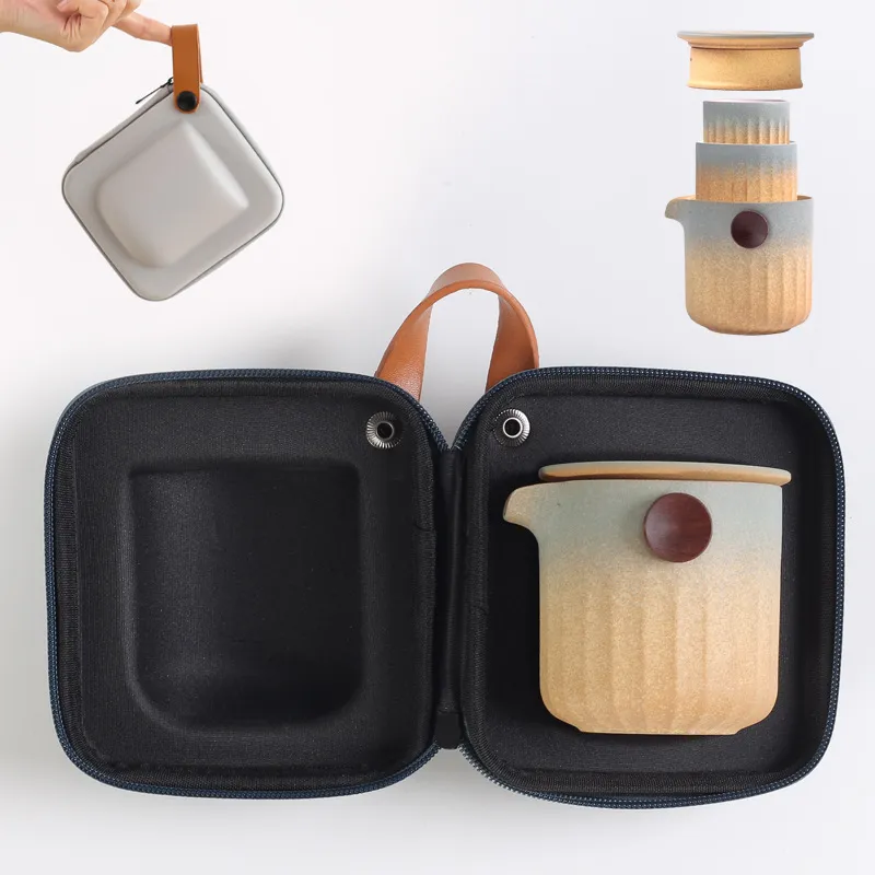 Travel Tea Set Outdoor Ceramic Teapot Teacup Gift Souvenir 18