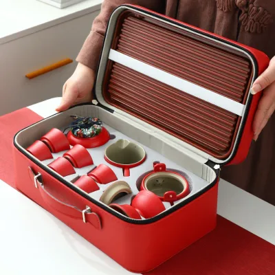 Travel Tea Set Outdoor Ceramic Teapot Teacup Gift Souvenir 1 01