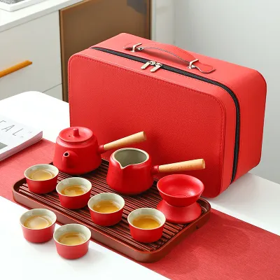 Travel Tea Set Outdoor Ceramic Teapot Teacup Gift Souvenir 1 02