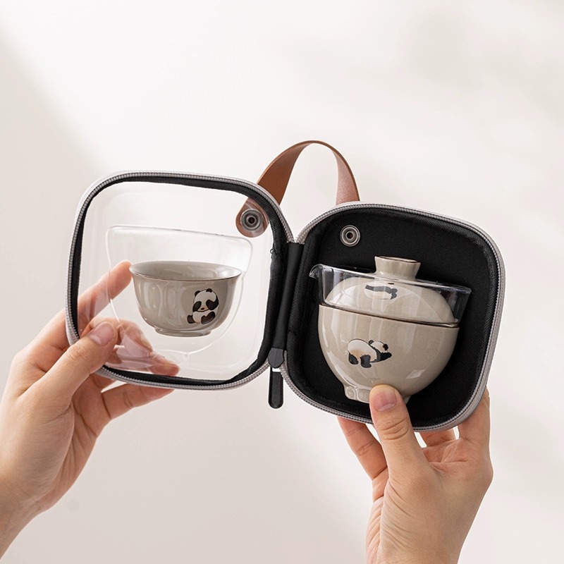 Travel Tea Set Outdoor Ceramic Teapot Teacup Gift Souvenir 3