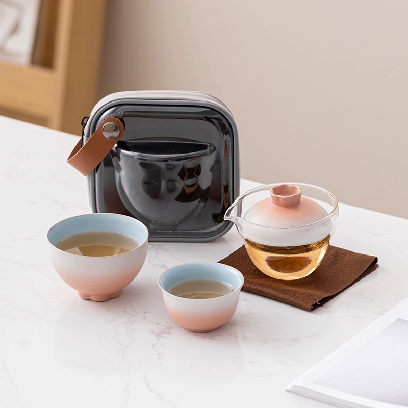 Travel Tea Set Outdoor Ceramic Teapot Teacup Gift Souvenir 3