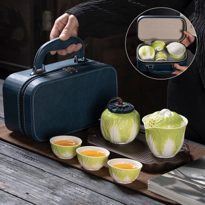 Travel Tea Set Outdoor Ceramic Teapot Teacup Gift Souvenir 5 01