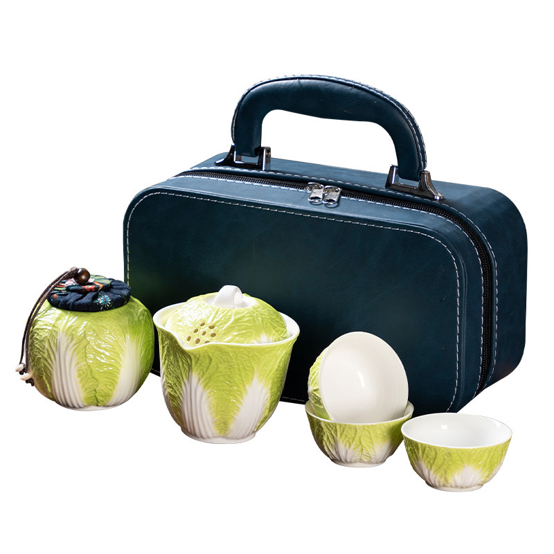 Travel Tea Set Outdoor Ceramic Teapot Teacup Gift Souvenir 5