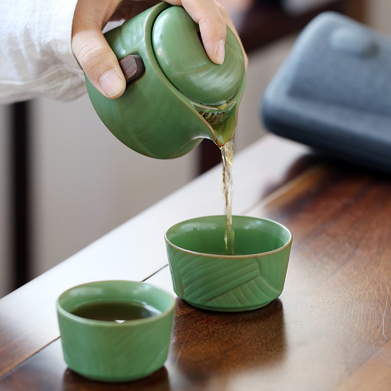 Travel Tea Set Outdoor Ceramic Teapot Teacup Gift Souvenir 6