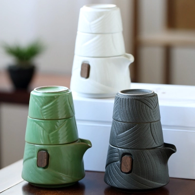 Travel Tea Set Outdoor Ceramic Teapot Teacup Gift Souvenir 6 02