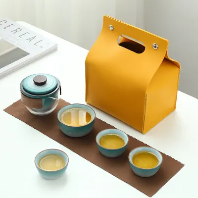Travel Tea Set Outdoor Ceramic Teapot Teacup Gift Souvenir 7 01
