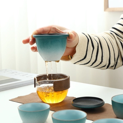 Travel Tea Set Outdoor Ceramic Teapot Teacup Gift Souvenir 7 02