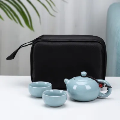Travel Tea Set Outdoor Ceramic Teapot Teacup Gift Souvenir 8 01