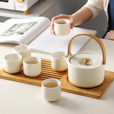 Travel Tea Set Outdoor Ceramic Teapot Teacup Gift Souvenir 19 02