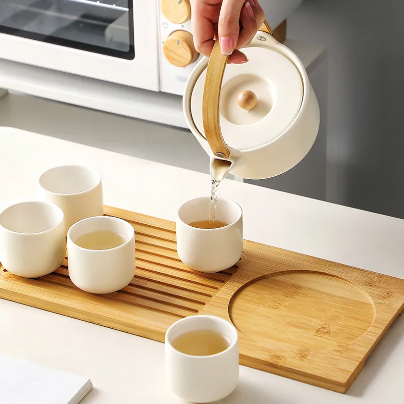Travel Tea Set Outdoor Ceramic Teapot Teacup Gift Souvenir 19
