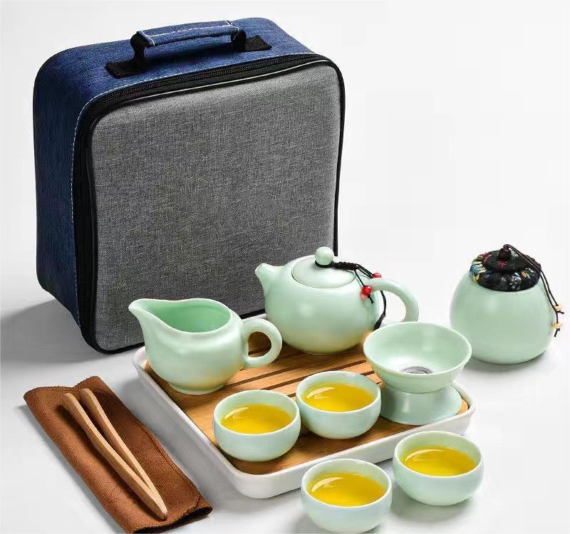 Travel Tea Set Outdoor Ceramic Teapot Teacup Gift Souvenir 21