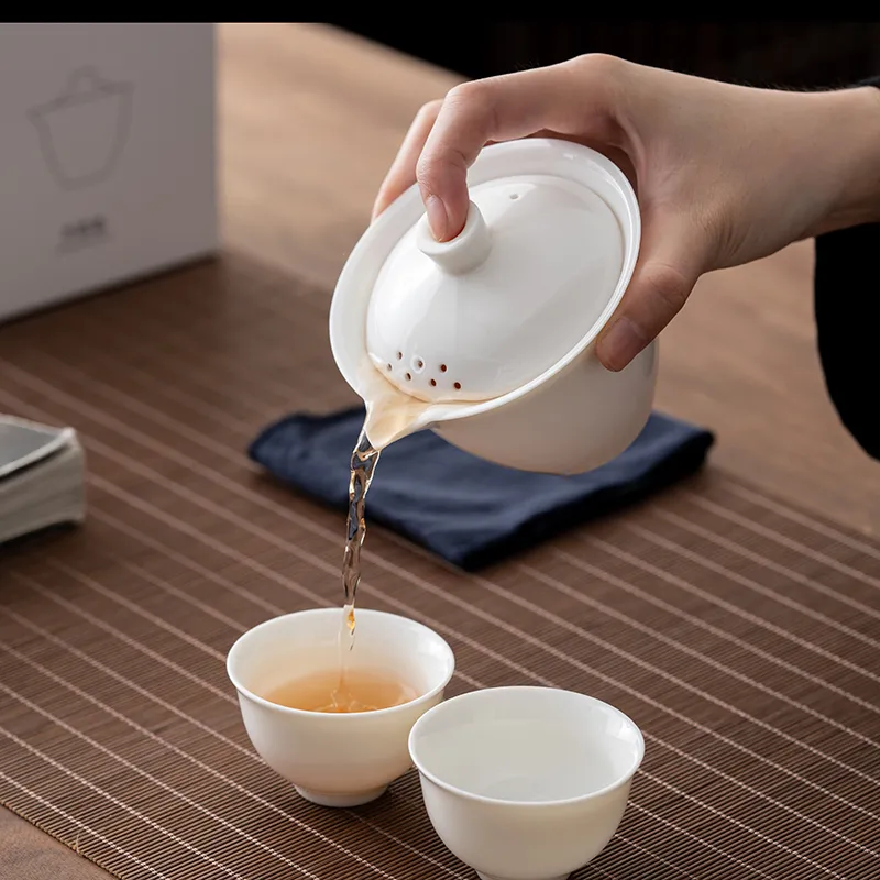 Travel Tea Set Outdoor Ceramic Teapot Teacup Gift Souvenir 23
