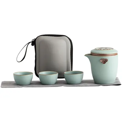 Travel Tea Set Outdoor Ceramic Teapot Teacup Gift Souvenir 24 02