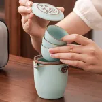 Travel Tea Set Outdoor Ceramic Teapot Teacup Gift Souvenir 24