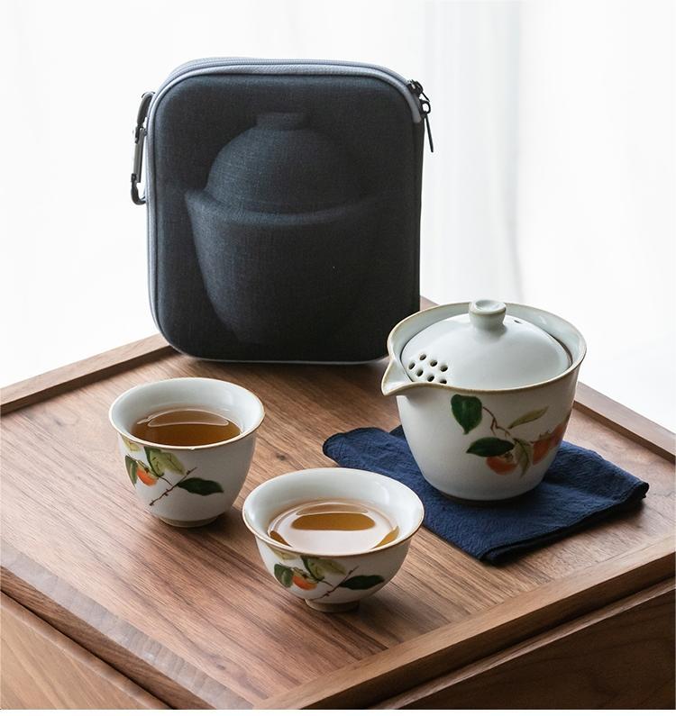 Travel Tea Set Outdoor Ceramic Teapot Teacup Gift Souvenir 25
