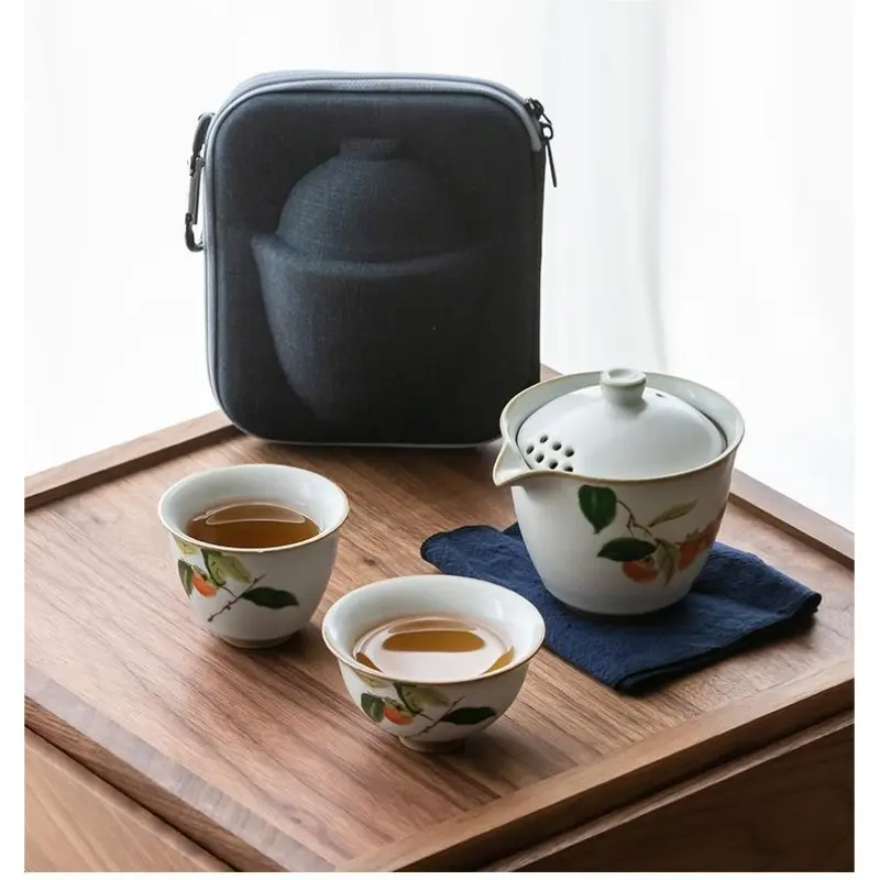 Travel Tea Set Outdoor Ceramic Teapot Teacup Gift Souvenir 25