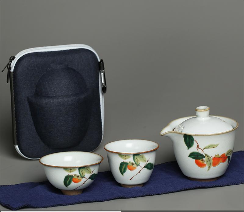 Travel Tea Set Outdoor Ceramic Teapot Teacup Gift Souvenir 25