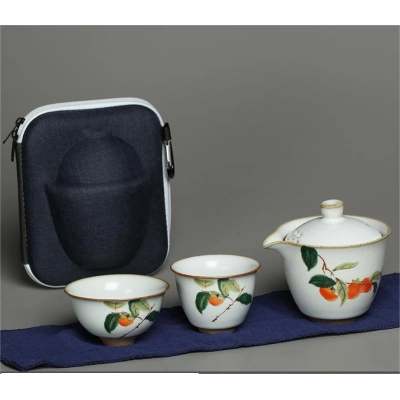 Travel Tea Set Outdoor Ceramic Teapot Teacup Gift Souvenir 25 02