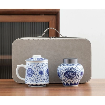 Travel Tea Set Outdoor Ceramic Teapot Teacup Gift Souvenir 26 01