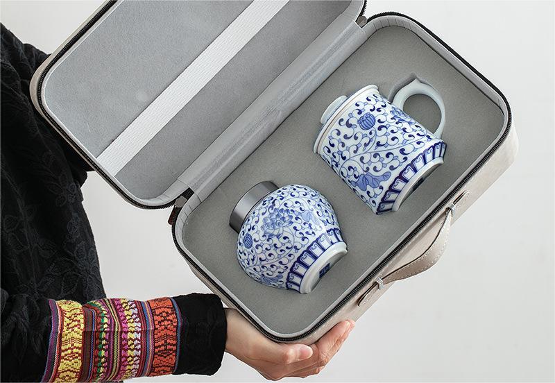 Travel Tea Set Outdoor Ceramic Teapot Teacup Gift Souvenir 26