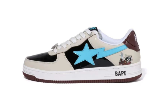 PK God Batch A Bathing Ape Sta X Marvel CREAM/BLACK/BLUE Fashion Skate Shoes 1I73-191-906