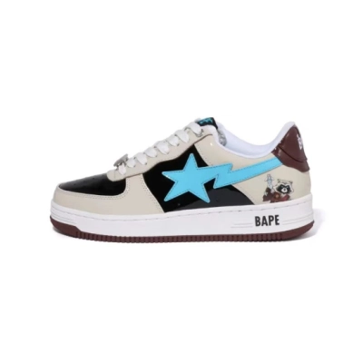 PK God Batch A Bathing Ape Sta X Marvel CREAM/BLACK/BLUE Fashion Skate Shoes 1I73-191-906 01