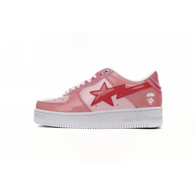 A Bathing Ape Bape Sta Low Pink Paint Leather 1H2-019-1046  01