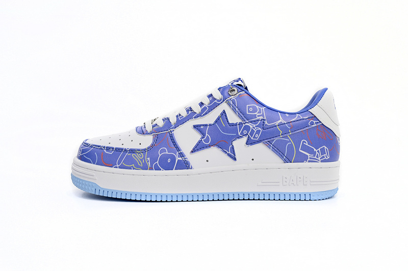 A Bathing Ape Bape Sta Low Black Blue Color Spray Painting 1H73-191-913