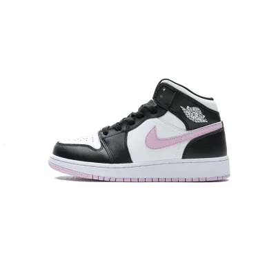 PKstockx Air Jordan 1 Mid White Black Light Arctic Pink (GS) 555112-103 01