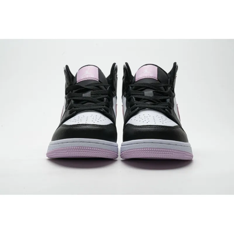 pkstockx air jordan 1 mid white black light arctic pink (gs) 555112-103