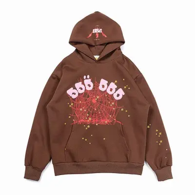 Spider Worldwide 555 Angel Number Hoodie Brown 01