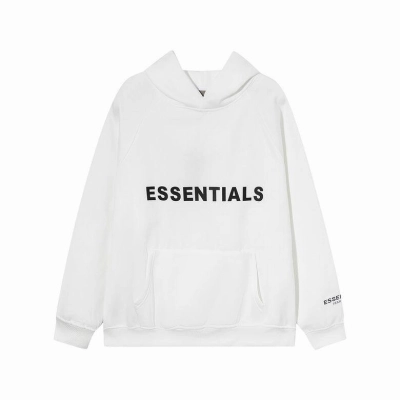 Fear Of God Essentials Pullover Hoodie Applique Logo White 01