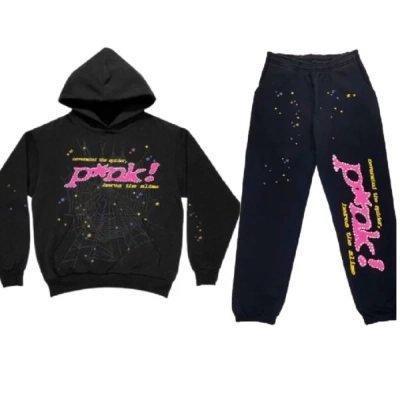 Sp5der black tracksuit suit 01