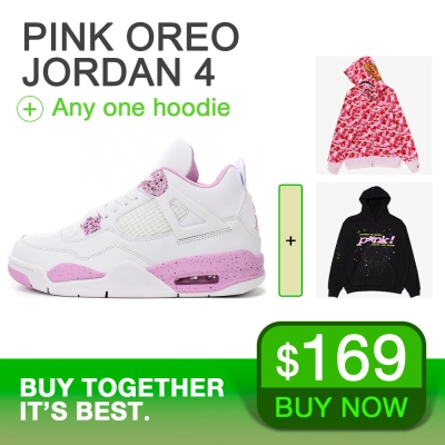 Air Jordan 4 Pink Oreo + any hoodie 01