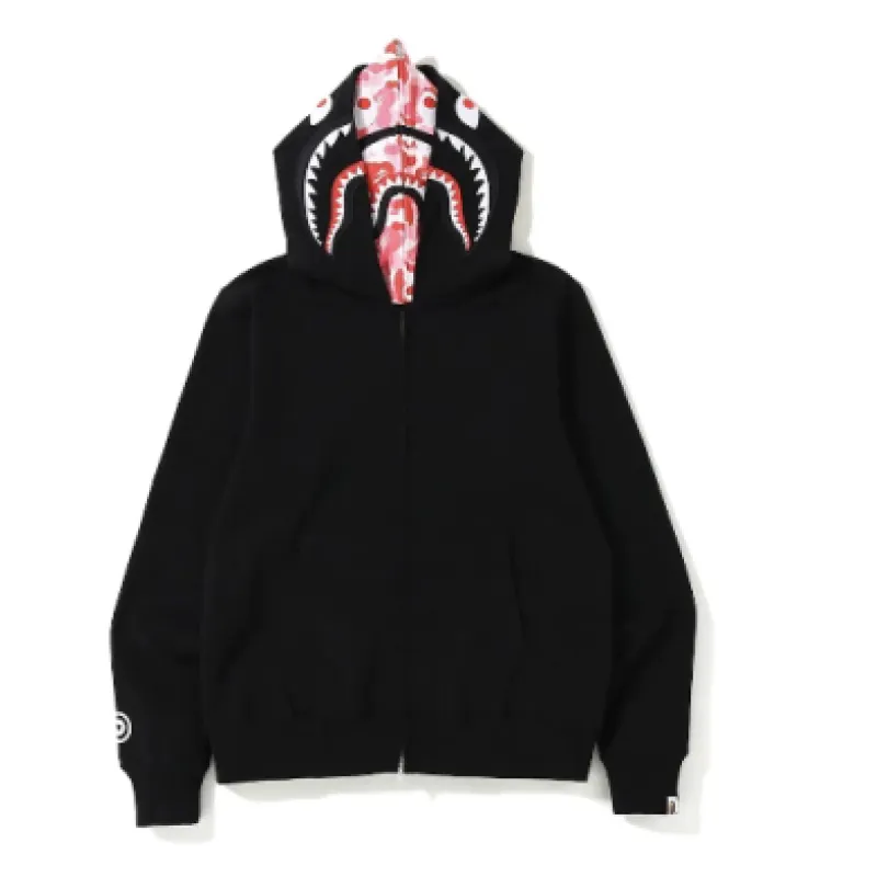 bape abc camo shark zip hoodie black
